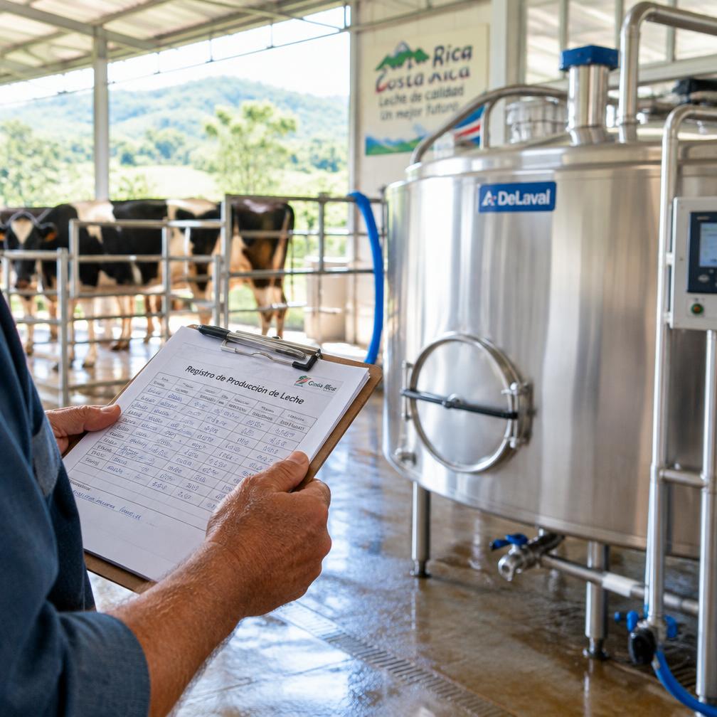 Registro de producción junto al tanque de enfriamiento